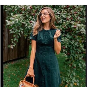 NWT Gal Meets Glam Michelle mini dress green corduroy